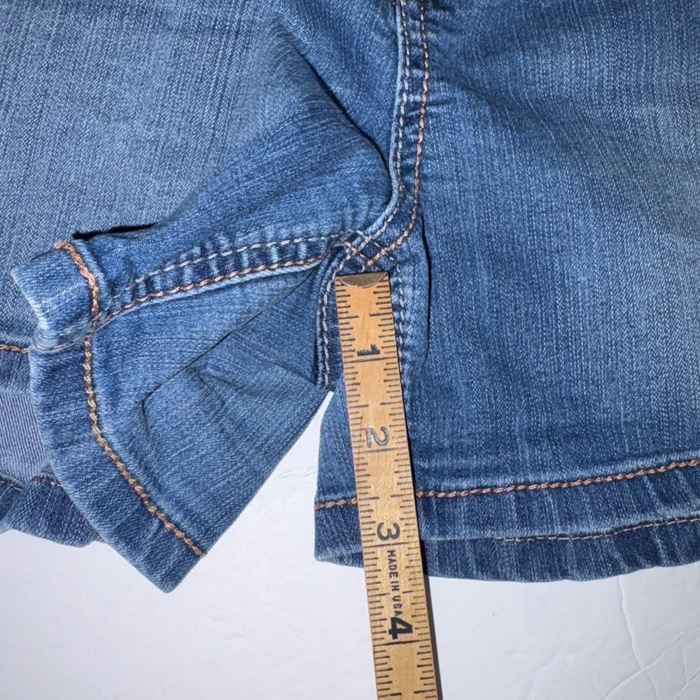 Natural Reflections Denim Shorts Size 18 Blue Mid Rise Embroidered Flap Pocket - Picture 6 of 10